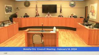 Molalla City Council Meeting February 14 2024 [upl. by Becka]