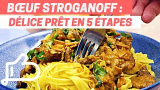 RECETTE EXPRESS  BOEUF STROGANOFF Savoureux en 5 Étapes [upl. by Voltz]