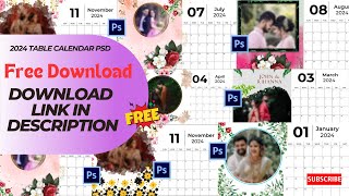 2024 Table Calendar PSD l Free Download l Photoshop l Calendar Design l New Year PSD l JNK Studio [upl. by Attenev85]