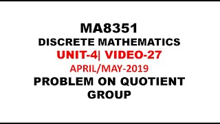 QUOTIENT GROUP IN TAMIL  DISCRETE MATHEMATICS UNIT4 VIDEO27 [upl. by Adnwahsat]