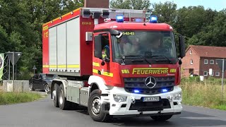 TH X  Gefahrstoffaustritt in Lagerhalle Einsatzfahrten Feuerwehr amp Löschzug Gefahrgut Kreis Pi [upl. by Ajiram211]