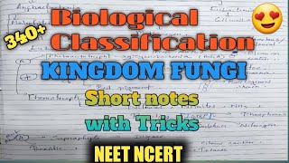 Biological classification KINGDOM FUNGI Class 11 chapter 2 NCERT BIOLOGY WITH SHORT NOTES ampTRICKS [upl. by Tingley]