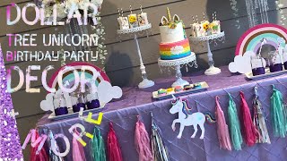 DOLLAR TREE DECOR DIY UNICORN BIRTHDAY DECOR [upl. by Neirual638]