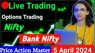 Live Trading  5 April  Nifty  Banknifty Options Trading livetrading optionstrading [upl. by Drofub]