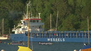 Containing ship  Cornwall  Fowey  England  Fremantle stock footage  E16R41 003 [upl. by Rillings286]