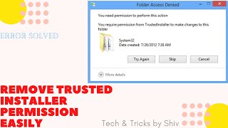 How to solve TrustedInstaller Permission Error in Windows 10 [upl. by Santoro]