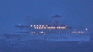 Brittany Ferries  MV Bretagne in storm passing Isle of Wight [upl. by Arimihc]