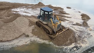 Awesome Mighty SHANTUI SD13 Bulldozer Operator Moving Sand Filling processing on Huge Lake [upl. by Niwdog]