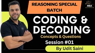 CodingDecoding  Part01  Reasoning  Udit Saini  SNAP NMAT TISS CMAT MAHCET MAT [upl. by Winifred]