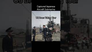 1945  US Navy Brass Surveys Captured WW2 Aircraft Submarine ww2 submarine usnavy navalhistory [upl. by Aehtela]