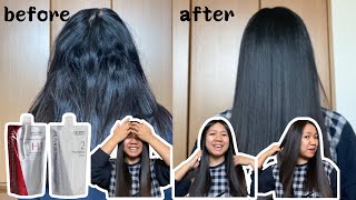 DIY Hair Rebonding at Home 2022  Shiseido Permanent Hair Straightening  Procedure amp Honest Review [upl. by Arnon]