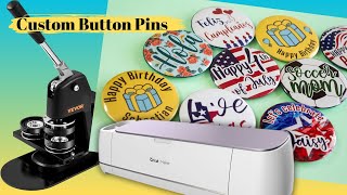 DIY Promotional Button Pins How to Make Custom Button Pins with Cricut amp Vevor Button Maker Machine [upl. by Ikkela]