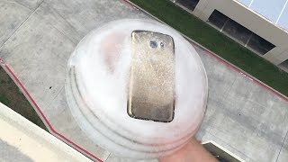 Can Ice Block Protect Galaxy S7 from 100 FT Extreme Drop Test  GizmoSlip [upl. by Ardnoek]