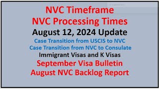 NVC Processing Times As of August 12 2024  September Visa Bulletin  August NVC Backlog Report [upl. by Annovahs]