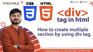 Div tag  How to use Div tag in HTML with example  how to create multiple section in a webpage [upl. by Huttan]