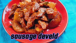 sausage deviled saysage recipe develd recipe easy food recipe food vlogs srilankan style food [upl. by Ynnavoig]