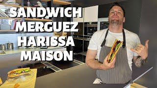 RECETTE DE NORBERT  SANDWICH MERGUEZ HARISSA MAISON [upl. by Adnilab]