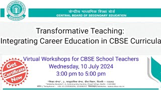 CBSE Workshop for Teacher  Transformative Teaching Integrating Career Education in CBSE Curricula [upl. by Senga603]