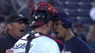 Benches clear after Carlos Gomezs homer [upl. by Attenwad]