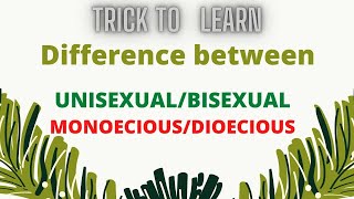 TRICK TO LEARN difference between UNISEXUALBISEXUAL and MONOECIOUSDIOECIOUS BIOLOGY Destiny JEET [upl. by Lasyrc674]