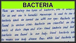 Write English essay on Bacteria  English paragraph on Bacteria  Easy short English essay format [upl. by Koal]