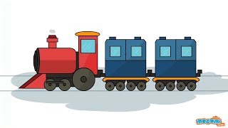 How to Draw a Train  Learn Step By Step Drawing for Kids  Educational Videos by Mocomi [upl. by Harrat]