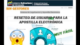 Reseteo de Usuario para Apostillar documentos electrónicos Venezolanos Asesórate con Edith Pérez [upl. by Ecinaj188]