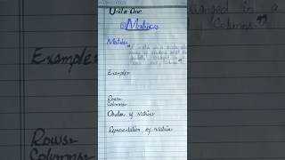 Definition of Matrices and its typesmaths handwriting viralshort [upl. by Adehsor]