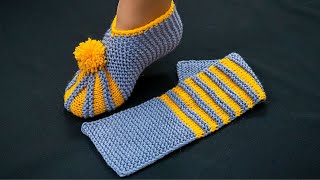 Simple knitted slippers  a detailed tutorial [upl. by Antonia847]