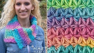 HOW to CROCHET the OH MY STARS SCARF  Puffed Flower Star Stitch by Naztazia [upl. by Alpers]