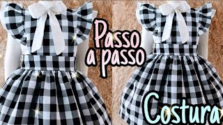 Passo a passo COMO COSTURAR VESTIDO SALOPETE INFANTIL OU SAIA SALOPETE DICAS PARA INICIANTES [upl. by Chiarra]