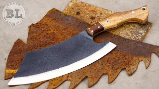 Making a large kitchen knife from an Old Saw Blade [upl. by Fenn118]