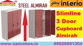 Godrej Interio Slimline 3Door Almirah With Locker  Godrej Cupboard Design  Godrej Steel Wardrobe [upl. by Jelks]