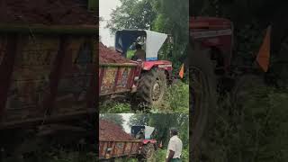 Massey Ferguson 4wd tractor load trolley stuck in mud shorts masseyferguson [upl. by Georas]