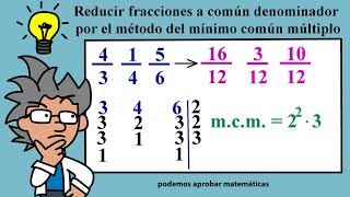 Calcular el mínimo común múltiplo mcm para hacer que las fracciones tengan el mismo denominador [upl. by Meldon]