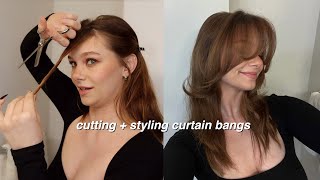 how i cut and style my curtain bangs [upl. by Aros]