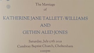 The Marriage of Katherine Jane TallettWilliams and Gethin Aled Jones [upl. by Melquist923]