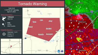 27th April 2024  EF1 Tornado  Kendrick Chandler Stroud Oklahoma  NOAA Weather Radio [upl. by Sheaff332]