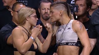 Miranda Maverick vs Priscila Cachoeira  Weighin FaceOff  UFC 291 Poirier vs Gaethje 2 [upl. by Terrilyn615]