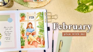 February 2024 Bullet Journal Setup • PLAN WITH ME 🪴 Cozy Botanical  Plant Monthly BuJo Theme [upl. by Nayt255]