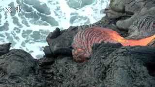 spectacle fantastique à Hawaii  la lave se jette à la mer [upl. by Imak2]