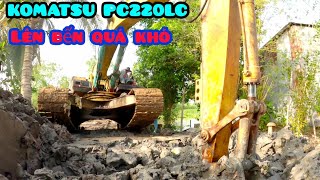 KOMATSU PC220LC lên bến quá khó để đóng cọc cầu [upl. by Lehctim]