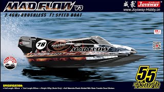 Joysway 8653V3 Mad Flow V3 590mm Brushless F1 Boat Top Speed 55kmh [upl. by Euqinorev889]