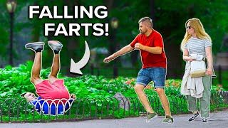 FUNNY Fart Prank in NYC FALLING Farts [upl. by Oab835]