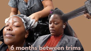 ITS BEEN 6 MONTHS SINCE I TRIMMED MY NATURAL HAIR  Salon Vlog Natural Hair  KandidKinks [upl. by Louls]