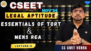 CSEET  Legal Aptitude  Essentials of Tort amp Mens Rea Lec9 unacademy cseet nov24 cs [upl. by Neeron]