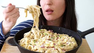 ASMR Eating Sounds Vegan Fettuccine Alfredo No Talking [upl. by Maroney]