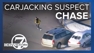 RAW VIDEO Entire high speed chase of carjacking suspect through Denver metro area [upl. by Fornof]