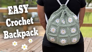 How to Make an Easy Drawstring Backpack in Crochet [upl. by Laerol964]