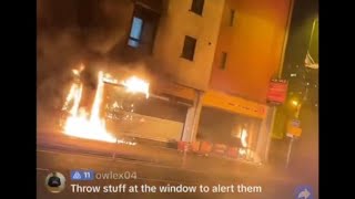 BREAKING FOOTAGE🚨FIRE SET TO HOUSEAPARTMENTS IN BELFAST RIOTS PEOPLE MAY BE TRAPPED OR IN PROPERTY [upl. by Terrell]